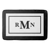 Zwart-wit Minimaal Modern Monogrammed Badmat (Voorkant)