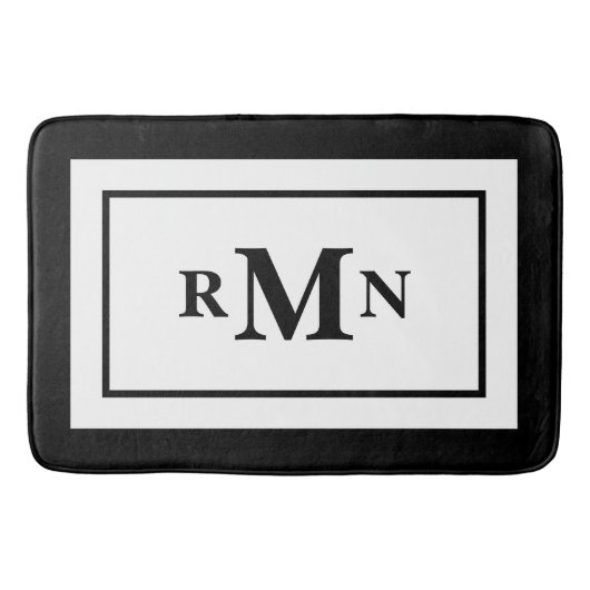 Zwart-wit Minimaal Modern Monogrammed Badmat (Voorkant)