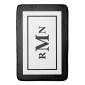 Zwart-wit Minimaal Modern Monogrammed Badmat (Voorkant Verticaal)