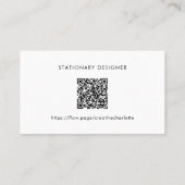 Zwart & Wit Minimaal Professionele QR Code Visitekaartje (Achterkant)