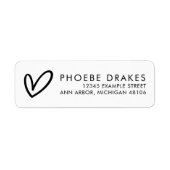 Zwart & Wit Minimaal Retouradres Bruidsdouche Etiket (Voorkant)