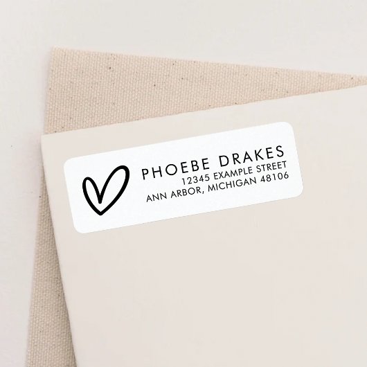 Zwart & Wit Minimaal Retouradres Bruidsdouche Etiket