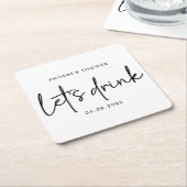 Zwart & Wit Minimaal Script Bruidsdouche Coaster Kartonnen Onderzetters (Schuin)