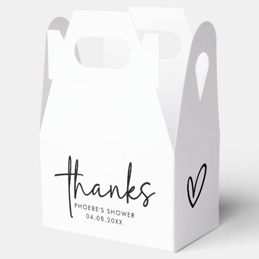 Zwart & Wit Minimaal Script Bruidsdouche Dakrandka Bedankdoosjes (Geopend)