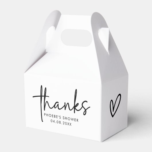 Zwart & Wit Minimaal Script Bruidsdouche Dakrandka Bedankdoosjes (Voorkant Zijde)
