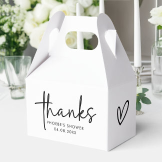 Zwart & Wit Minimaal Script Bruidsdouche Dakrandka Bedankdoosjes