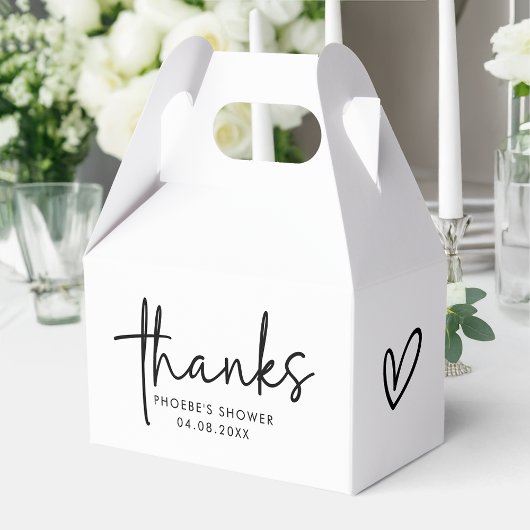 Zwart & Wit Minimaal Script Bruidsdouche Dakrandka Bedankdoosjes