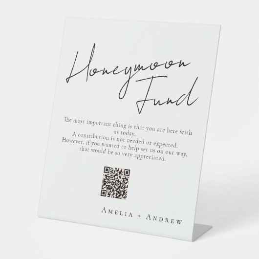 Zwart Wit Minimaal Script Elegant Bruiloft Reclamebord Met Voetstuk (Voorkant)