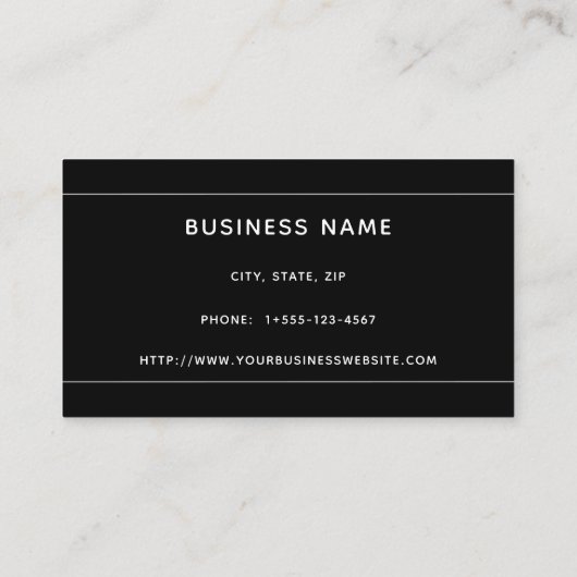 Zwart wit minimaal Visitekaartje (Achterkant)