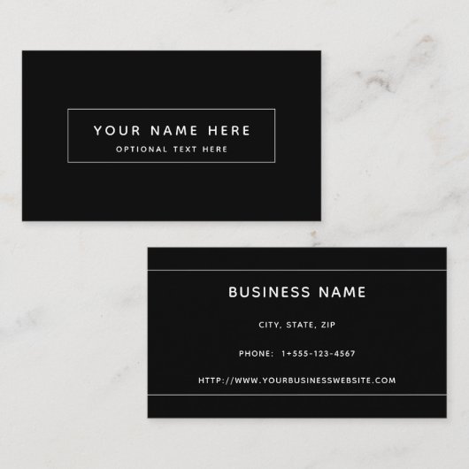 Zwart wit minimaal Visitekaartje (Voorkant / Achterkant)