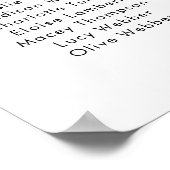 Zwart-wit Minimaal Vrijgezellenfeest Zitplaatdiagr Poster (Hoek)