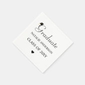 Zwart Wit Minimal Afstudeerder Elegant Graduation  Servet (Hoek)