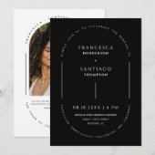 Zwart-wit Minimal Arch QR Code Wedding Kaart (Voorkant / Achterkant)