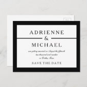 Zwart-wit Minimal Bewaar de datum Aankondigingskaart (Voorkant / Achterkant)