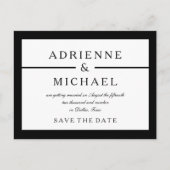 Zwart-wit Minimal Bewaar de datum Aankondigingskaart (Voorkant)