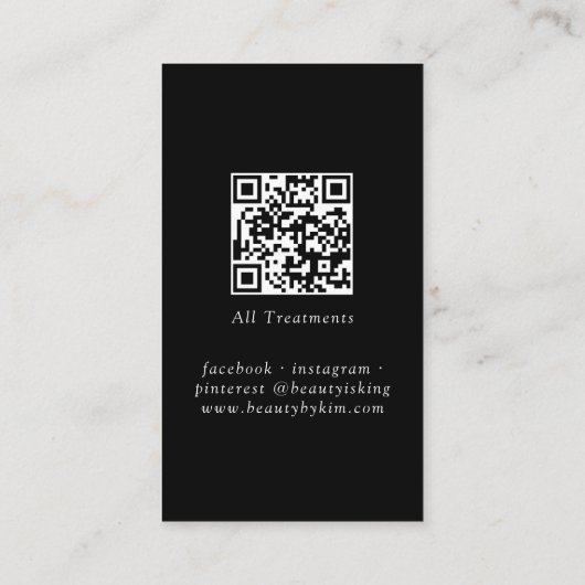 Zwart-wit Minimal Elegant, Salon QR-code Visitekaartje (Achterkant)