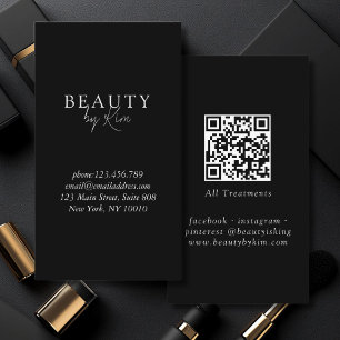 Zwart-wit Minimal Elegant, Salon QR-code Visitekaartje