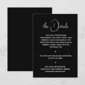 Zwart-wit minimal huwelijksdetails kaart (Voorkant / Achterkant)