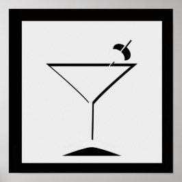 Zwart-wit Minimal Martini Art Print