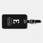 Zwart Wit Minimal Modern Monogram Bagagelabel (Voorkant horizontaal)