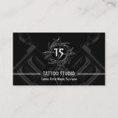 Zwart Wit Minimal Modern Tattoo Studio Visitekaartje (Voorkant)
