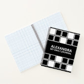 Zwart Wit Minimal Modern Vierkant Dagelijks Notitieboek (Binnen)