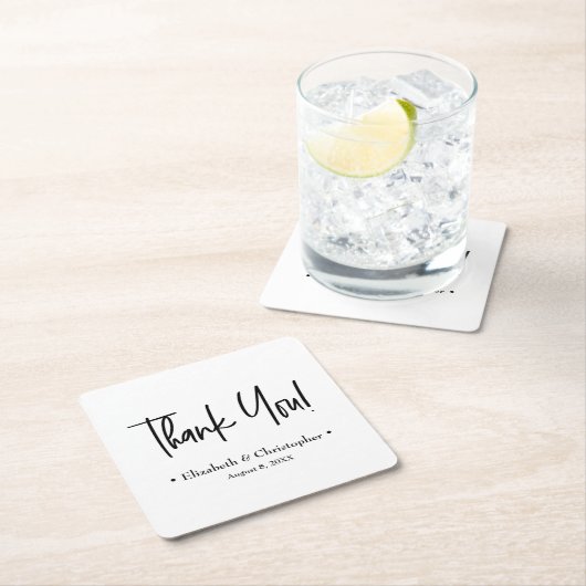 Zwart Wit Minimal Wedding Dank u wel Kartonnen Onderzetters (Insitu)