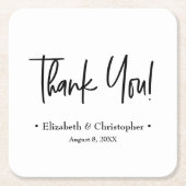 Zwart Wit Minimal Wedding Dank u wel Kartonnen Onderzetters (Voorkant)