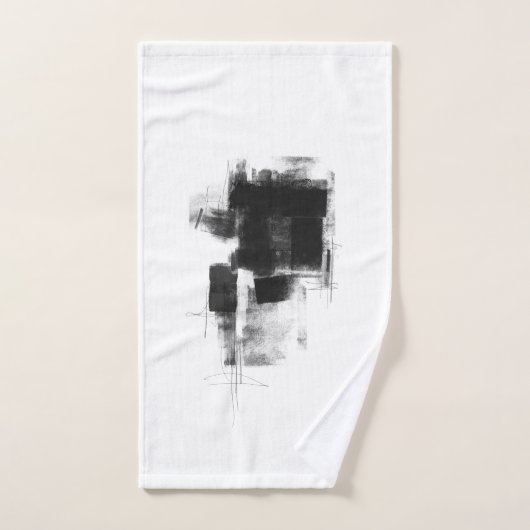 Zwart-wit minimale Abstracte art Nr111 Bad Handdoek (Handdoek)