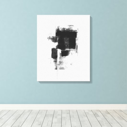 Zwart-wit minimale Abstracte art Nr111 Canvas Afdruk (Insitu (Houten vloer))