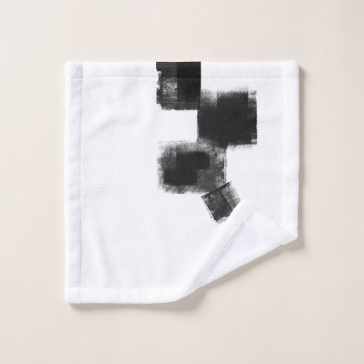 Zwart-wit minimale Abstracte art Nr113 Bad Handdoek (Wasdoekje)