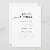 Zwart-wit minimale douche uitnodiging (Voorkant / Achterkant)