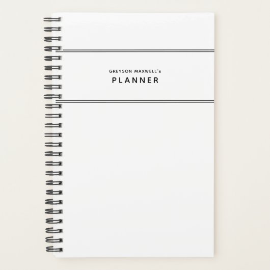 Zwart-wit Minimale Eenvoudige Planner (Voorkant)