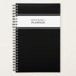 Zwart-wit Minimale Eenvoudige Planner<br><div class="desc">Eenvoudig en minimaal in zijn esthetiek,  voelt deze zwarte gepersonaliseerde planner schoon en georganiseerd met zijn afgeknipte graphics in fris zwart en wit. Met Gepersonaliseerd text kunt u het label beheren,  een jaar,  een naam,  een schoolvak toevoegen en zelfs contactgegevens toevoegen als uw notitieboek verloren is gegaan.</div>