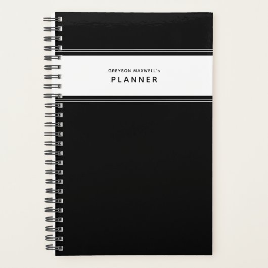 Zwart-wit Minimale Eenvoudige Planner (Voorkant)