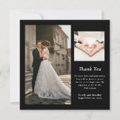 Zwart wit minimale foto bruiloft dank u kaart (Voorkant)