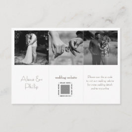 Zwart & Wit Minimale Fotocollage Bruiloft Informatiekaartje