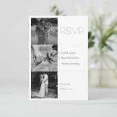 Zwart & Wit Minimale Fotocollage Bruiloft RSVP Kaartje (Staand voorkant)
