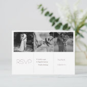 Zwart & Wit Minimale Fotocollage Bruiloft RSVP Kaartje (Staand voorkant)