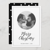 Zwart-wit | Minimale kerstfoto van Merry Feestdagenkaart (Voorkant / Achterkant)