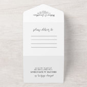 Zwart-wit minimale moderne elegante bruiloft all in one uitnodiging (Buitenkant)