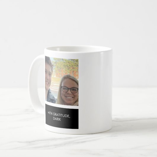 Zwart-wit Minimale moderne familiefoto Koffiemok (Voorkant links)