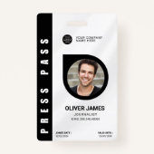 Zwart-wit minimale perskaart foto-ID Badge (Voorkant)