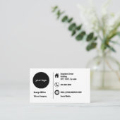 Zwart Wit Minimale Professionele Ronde logo Visitekaartje (Staand voorkant)