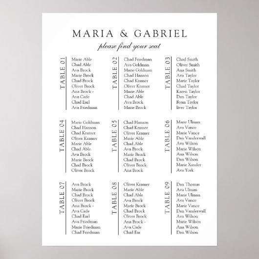 Zwart Wit. Minimale stijlvolle bruiloft Poster (Voorkant)