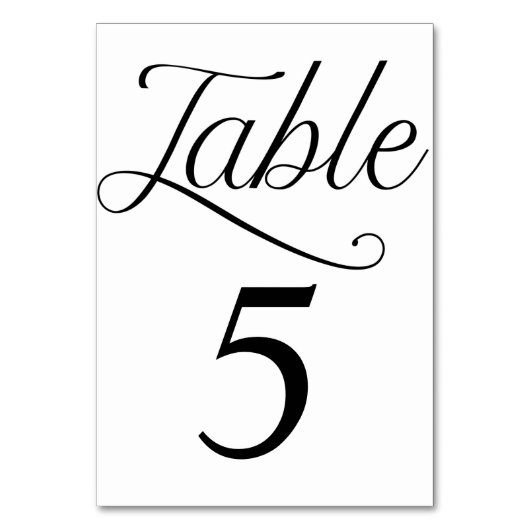 Zwart-wit Minimale Trouwtafel Kaarten (Voorkant)