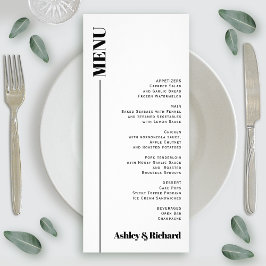 Zwart, wit minimale typografie bruiloft menukaart reclamekaart