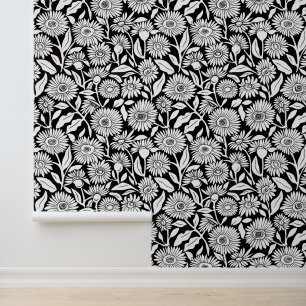 Zwart-wit Minimale Zonnebloem Behang