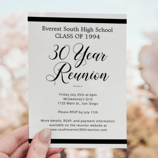 Zwart Wit Minimalist 30 jaar klasse reünie Kaart
