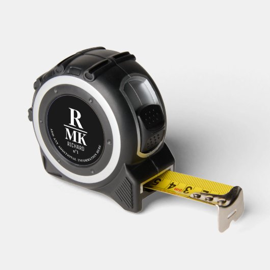 Zwart-wit Minimalist 3 Initialen Modern Rolmaat (Hoek)